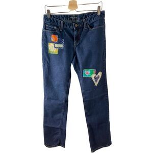 Banana Republic jeans. Super fun and cute patches. Size 29. Dark blue jean.